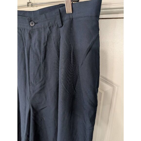 Go Silk Wide Leg Pants women's 4 navy blue 100% silk flowy minimalist coastal - Picture 2 of 8
